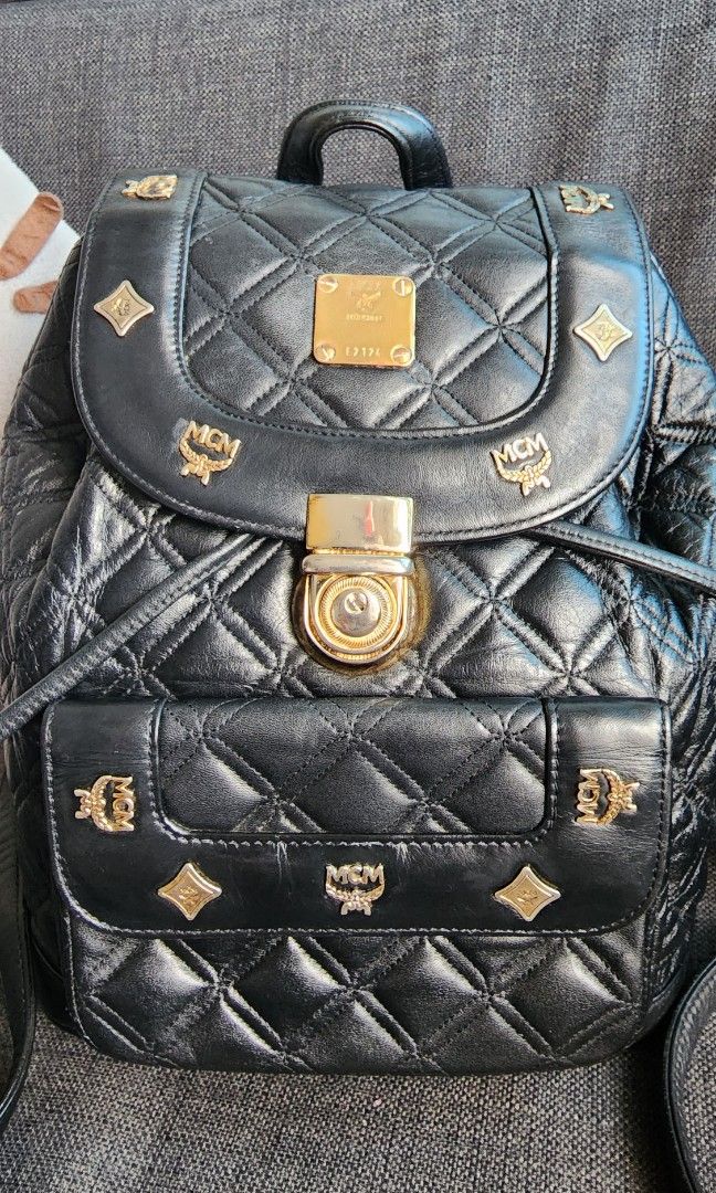 Authentic MCM Leather Backpack, Women display picture 3