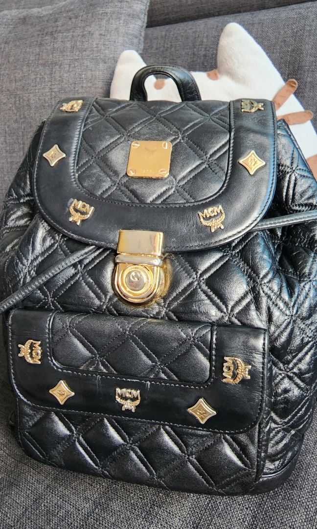 Mcm black new arrivals leather backpack