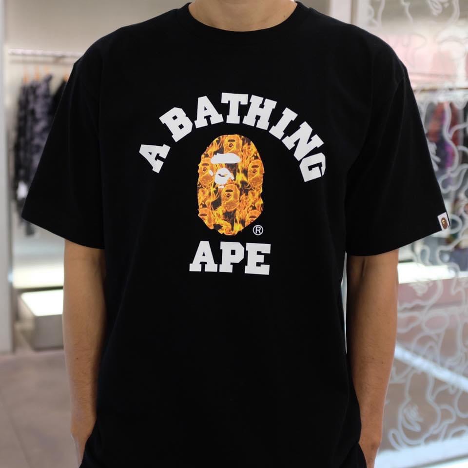 Bape flame college shop tee
