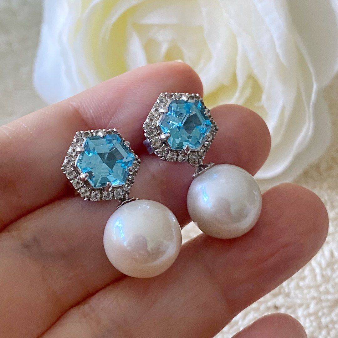 Topaz and 2024 pearl earrings