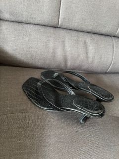 Black croc heels