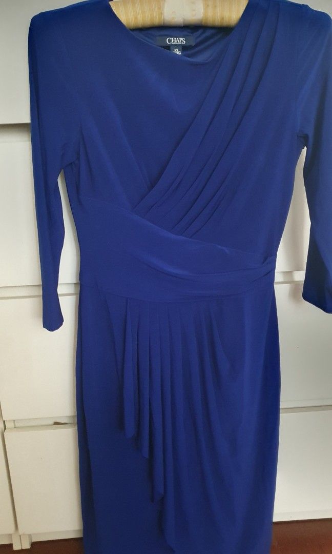 Chaps navy shop blue dress