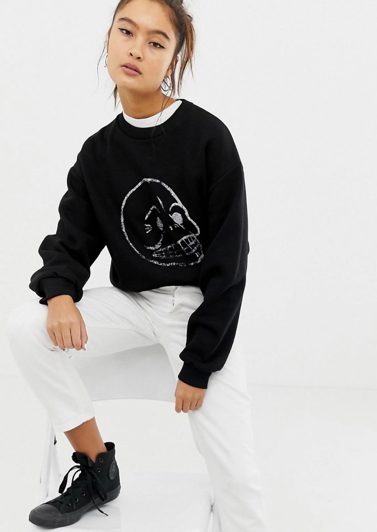 Brand New Authentic Cheap Monday Faded Skull Sweatshirt Sweater