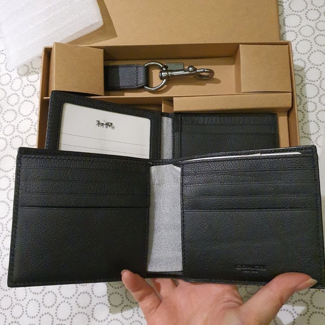 BRAND NEW Coach Men Wallet Sport calf leather gift set Coach Boxed Compact Id Wallet With