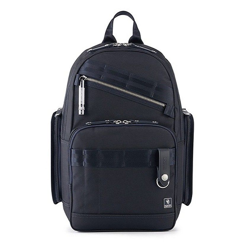 Brand New Porter International NEW HEAT Guarantee 100 Authentic Dark Blue Silver Zip Backpack Work Laptop