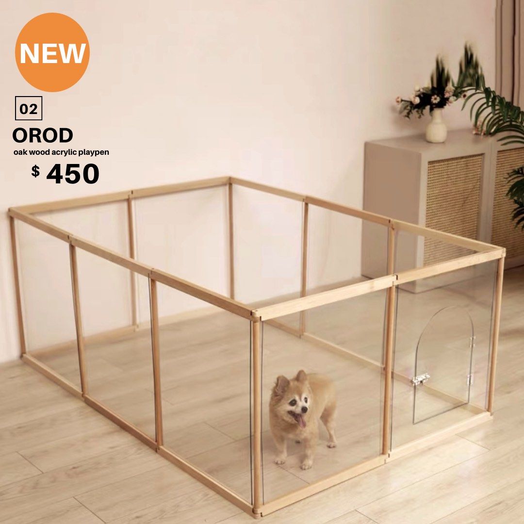 Brand New Instock ORODE Wooden Acrylic Dog Confinement Kennel Cat Cage Minimalist Cage Pet Supplies Homes Other Pet Accessories on Carousell