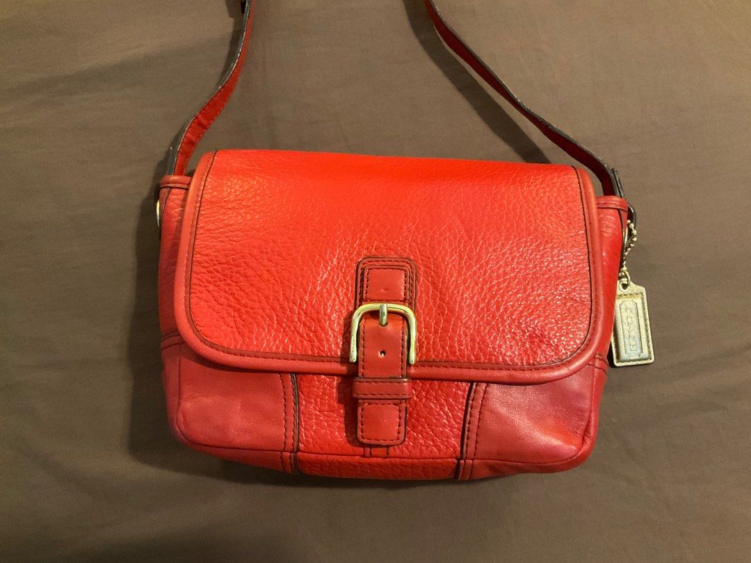 NWT Coach F31664 fashion HADLEY LUXE GRAIN LEATHER FIELD CROSSBODY BAG Bright Red