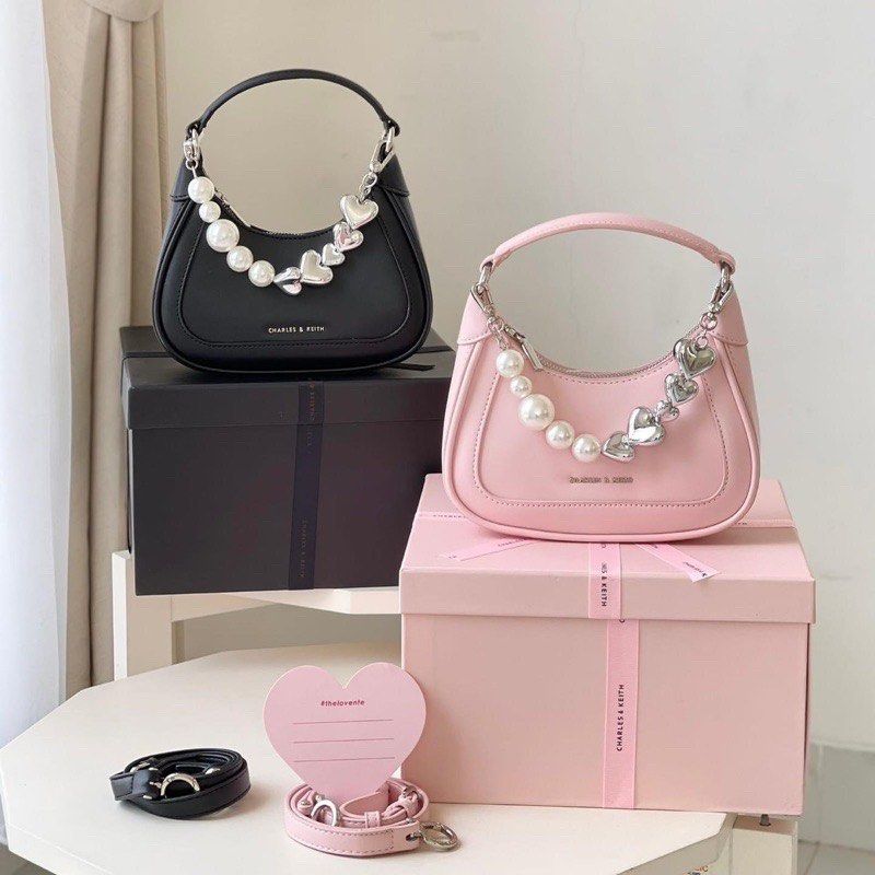 Charles & Keith Mini Hobo Bag Pink, Luxury, Bags & Wallets on Carousell