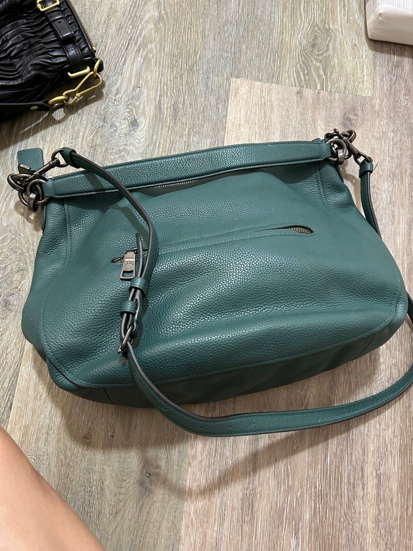 Coach green on sale leather bag
