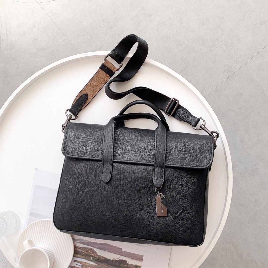Mens leather briefcase outlet coach