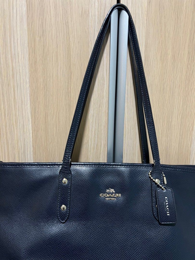 Coach blue leather tote hot sale