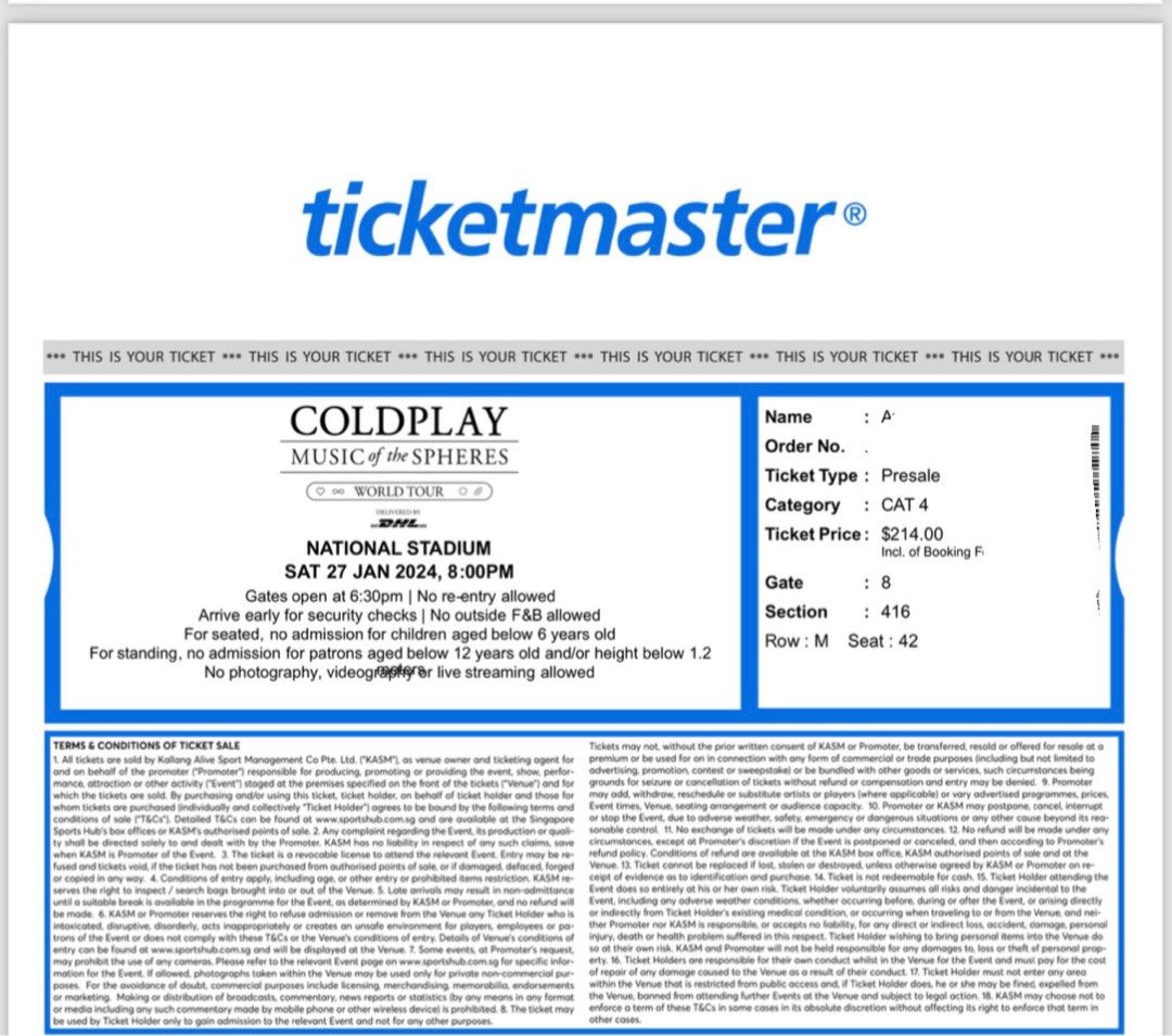 Coldplay 2024, Tickets & Vouchers, Event Tickets on Carousell