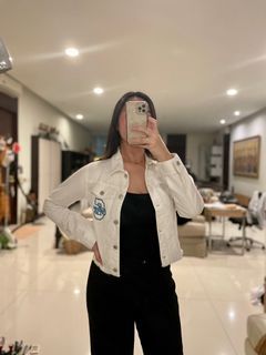 COLLEGE White Denim Jacket / Jaket Jeans Putih Outer