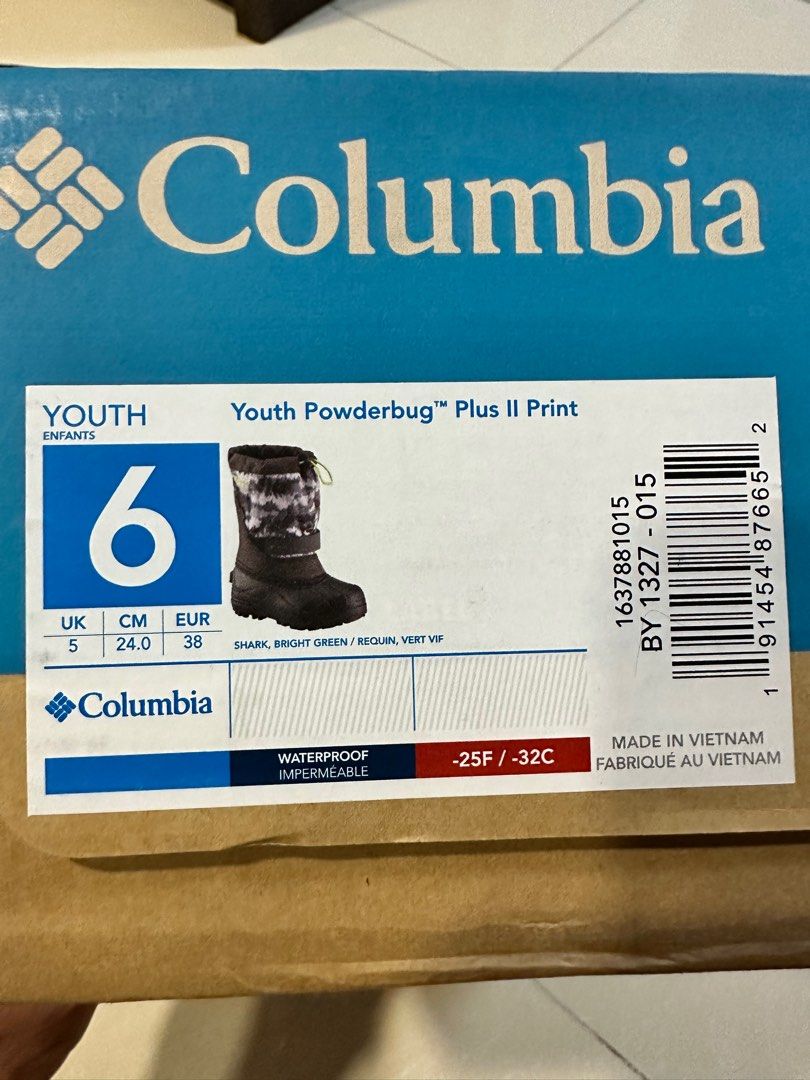 Columbia youth powderbug plus II print winter boots shoes insulated snow footwear