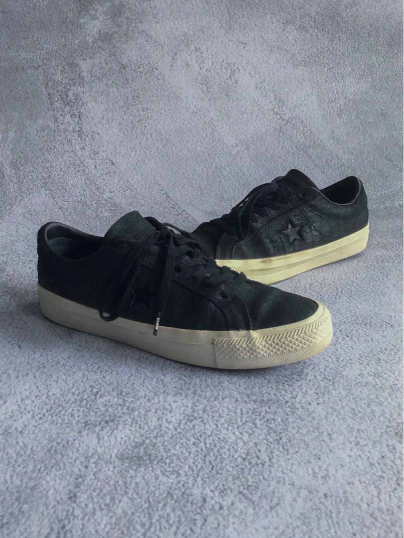 CONVERSE CONS ONE STAR OX CROCODILE EMBOSSED LEATHER BLACK WHITE