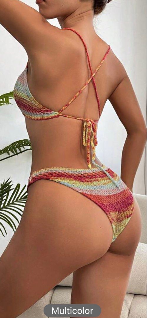 Crochet two piece swimsuit Women s Fashion Swimwear Bikinis