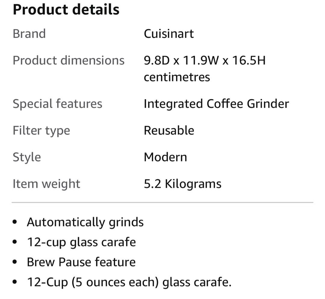 Cuisinart DGB625BC 12Cup Grind & Brew Coffee Maker electric coffee