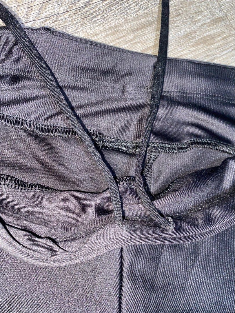 decathlon black biker shorts with zip stretchy adjustable string