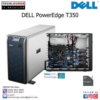 DELL POWEREDGE T350 Tower Server - Intel Xeon E-2324 3.1GHz, 8GB/16GB-3200MT/s, 2TB SATA HDD, Dual 1Gbe LOM, PERC H755, iDRAC Express 15G, 600W PSU