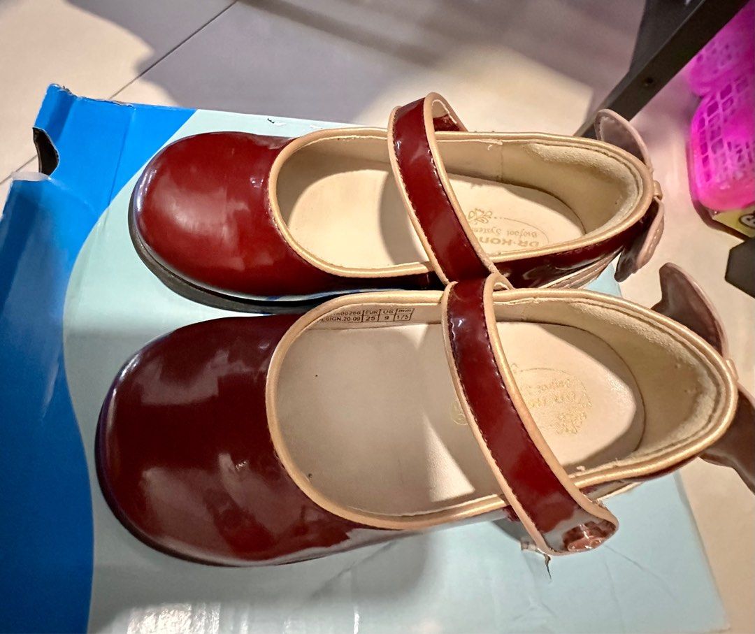 Girls red cheap leather shoes