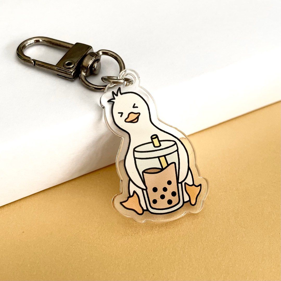 Duck Acrylic Keychains Cute Duckies & Food Ducks Boba Tea Bubble