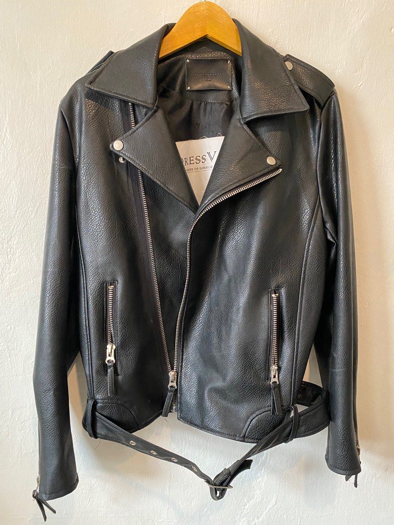 chinese dress ladies Pleated Bust Fitted Waist Leather Jacket