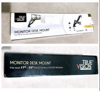 FOR SALE:  True Vision 17-32 inches Monitor Desk Mount Monitor Arm Dual Counterbalance Monitor Stand Heavy Duty - Like New Complete with Box and Manual