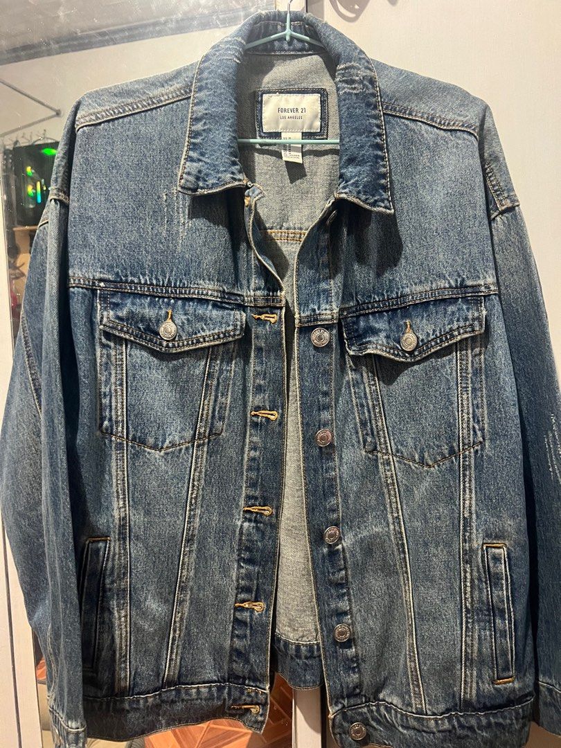 Distressed denim jacket mens forever 21 sales