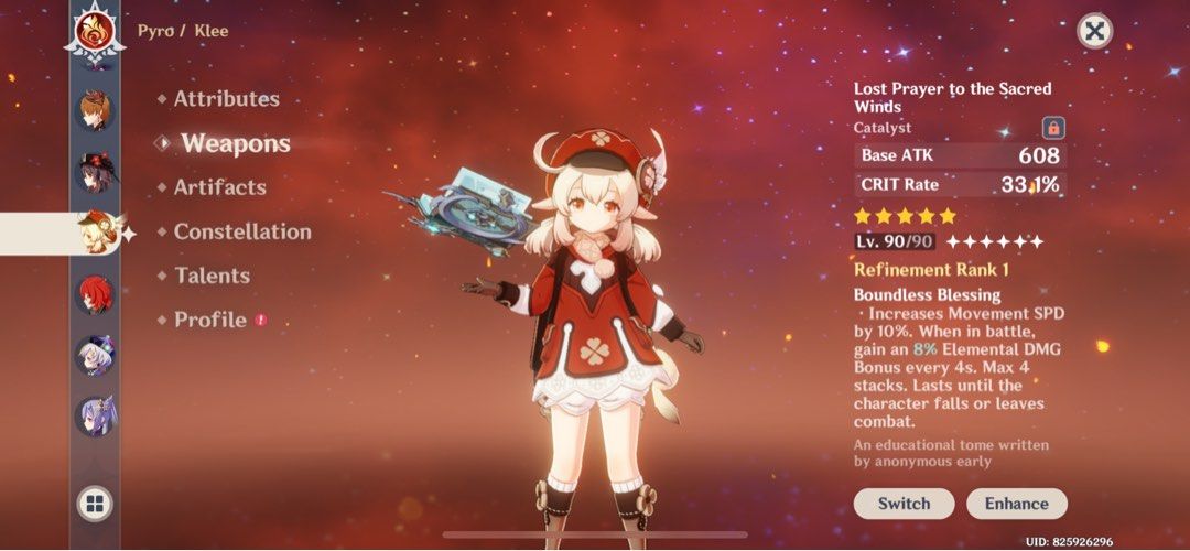 Genshin Impact AR58 (KLEE WITH SIGNATURE WEAPON), Video Gaming, Video