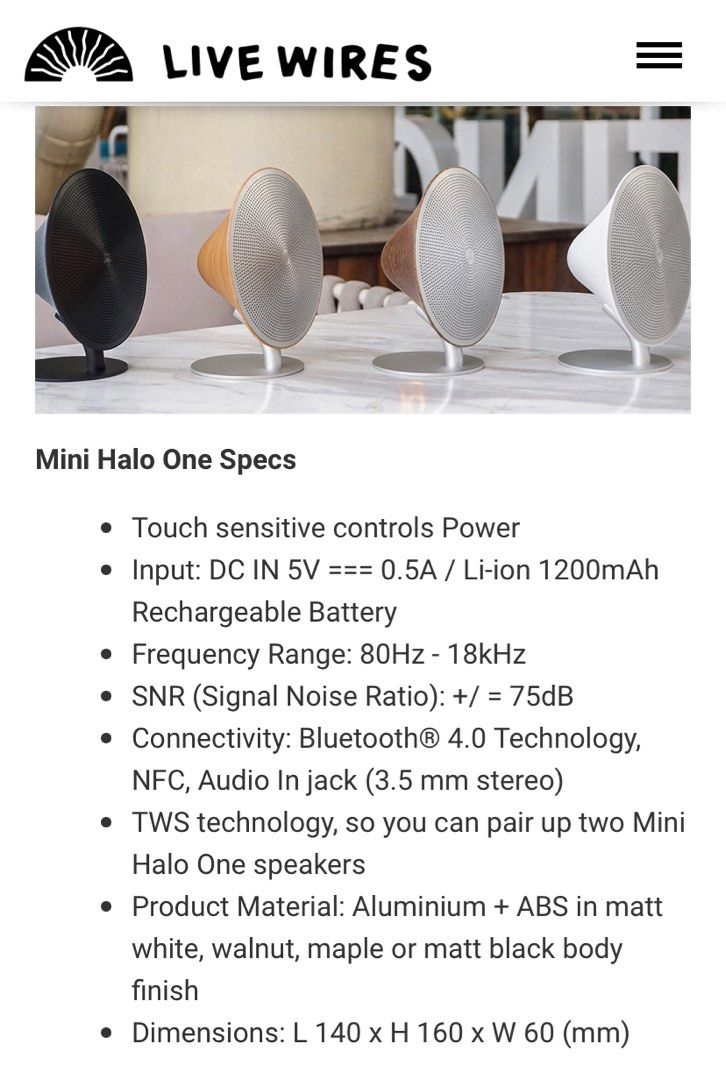 GINGKO Mini Halo One Bluetooth Speaker, Audio, Soundbars, Speakers