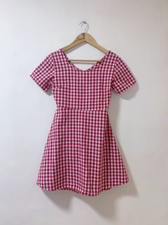 Girls red plaid mini dress