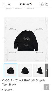 Goopi VI-GO1T - "Check Box" L/S Graphic Tee - Black