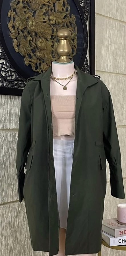 Green Coat, Women's Fashion, Coats, Jackets and Outerwear on Carousell