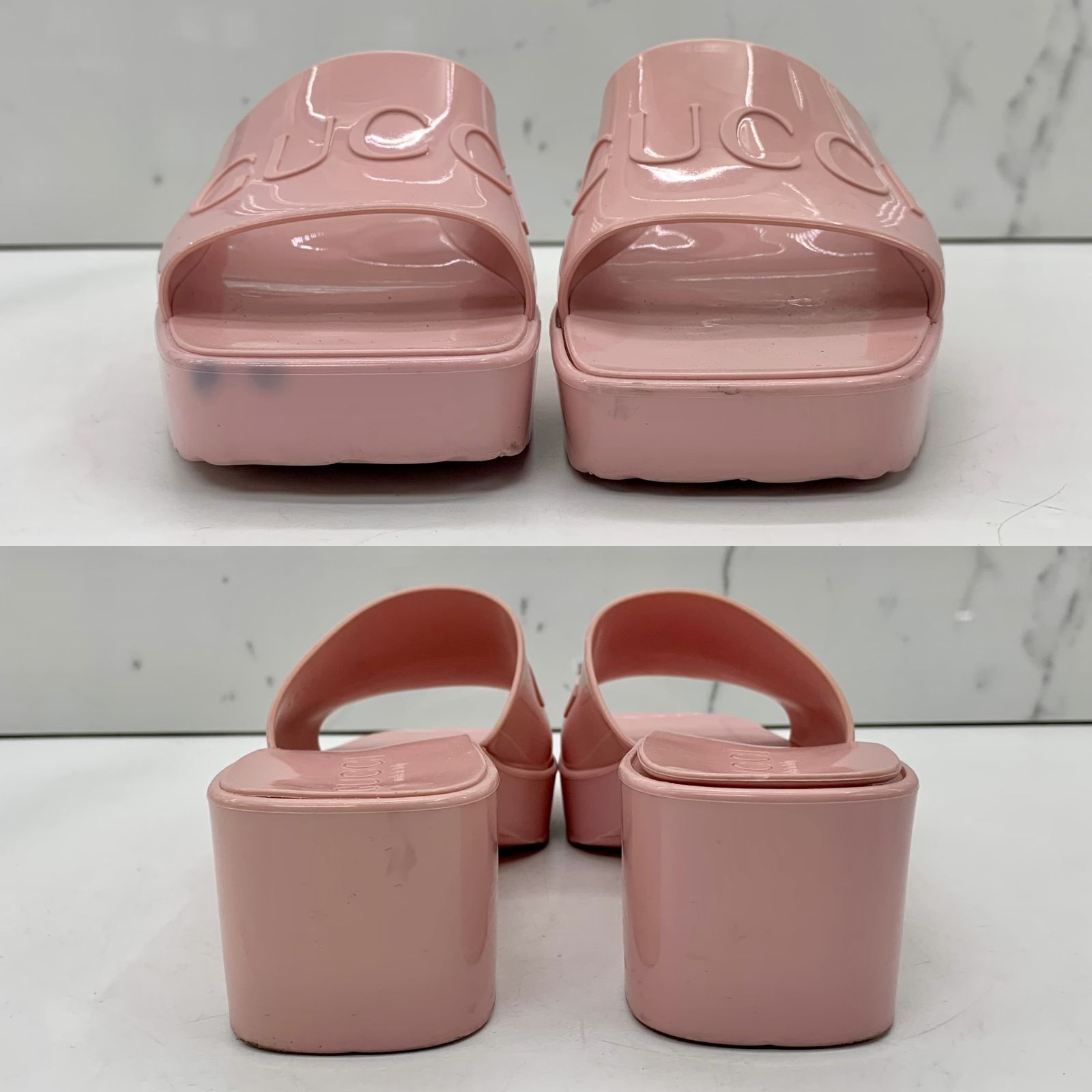 Gucci pink rubber slides shop