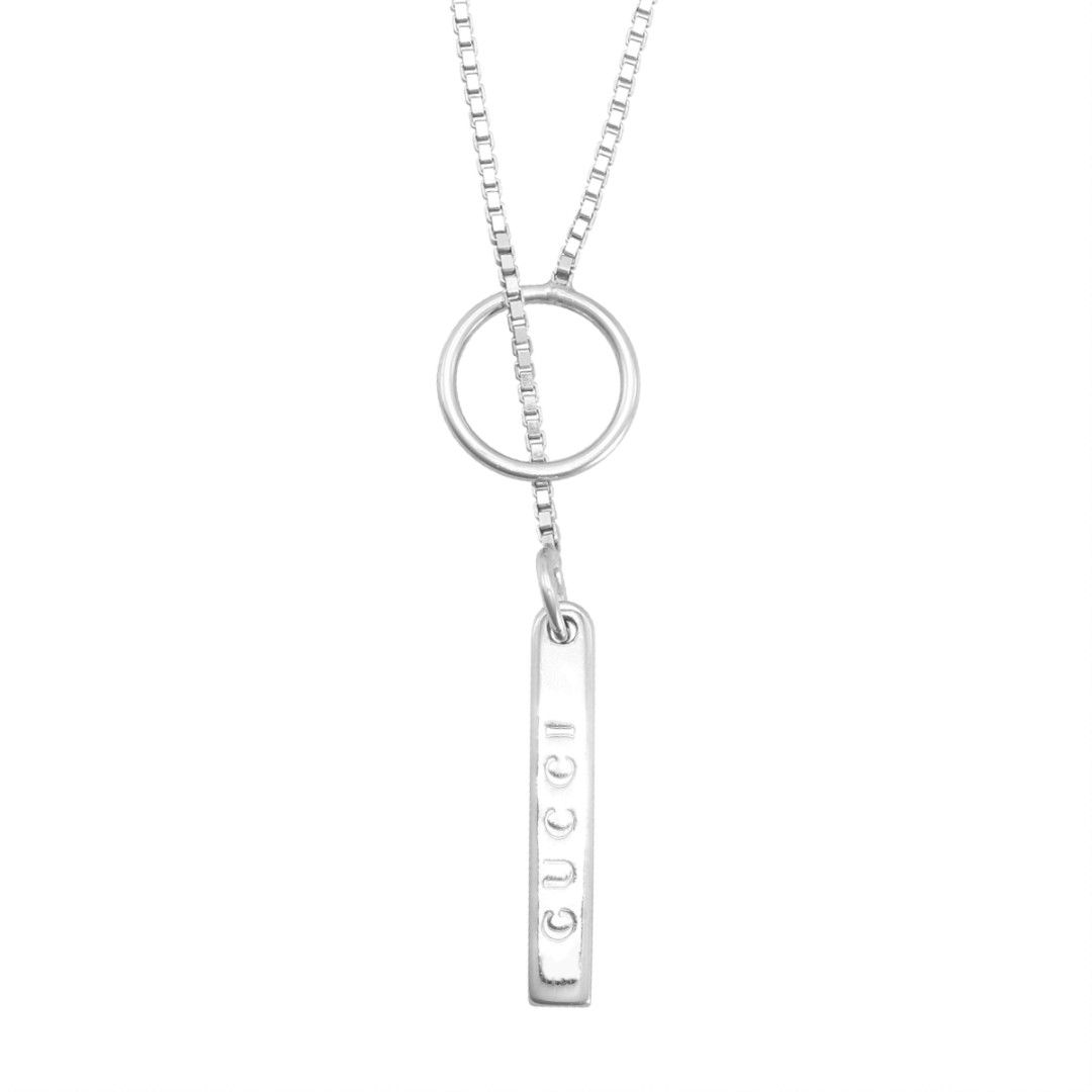 Gucci lariat 18k 750 white Gold necklace Women s Fashion Jewelry