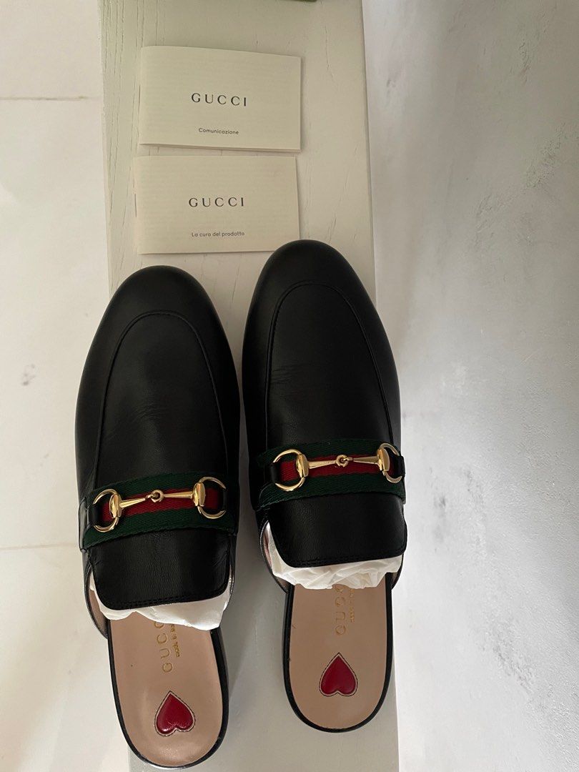 Gucci princeton horsebit detailed leather slides, Luxury, Sneakers