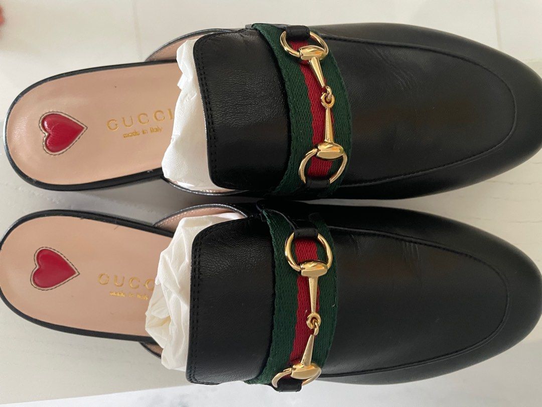 Gucci princeton horsebit detailed leather slides, Luxury, Sneakers