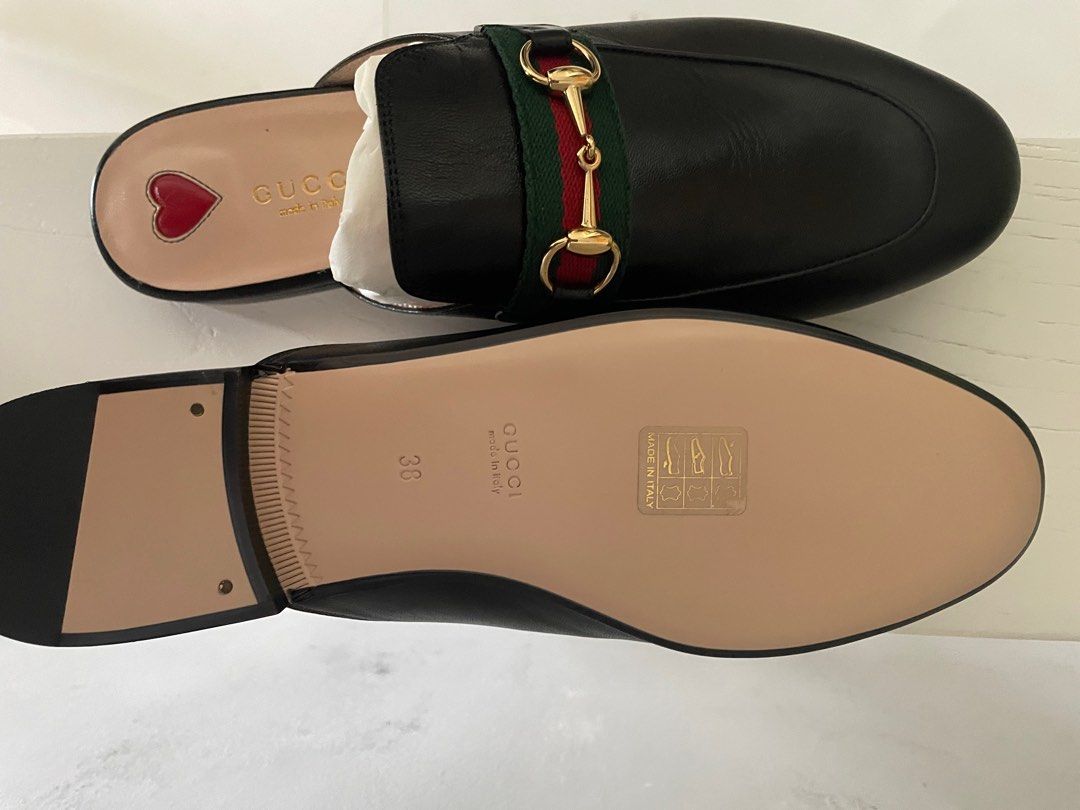 Gucci princeton horsebit detailed leather slides, Luxury, Sneakers