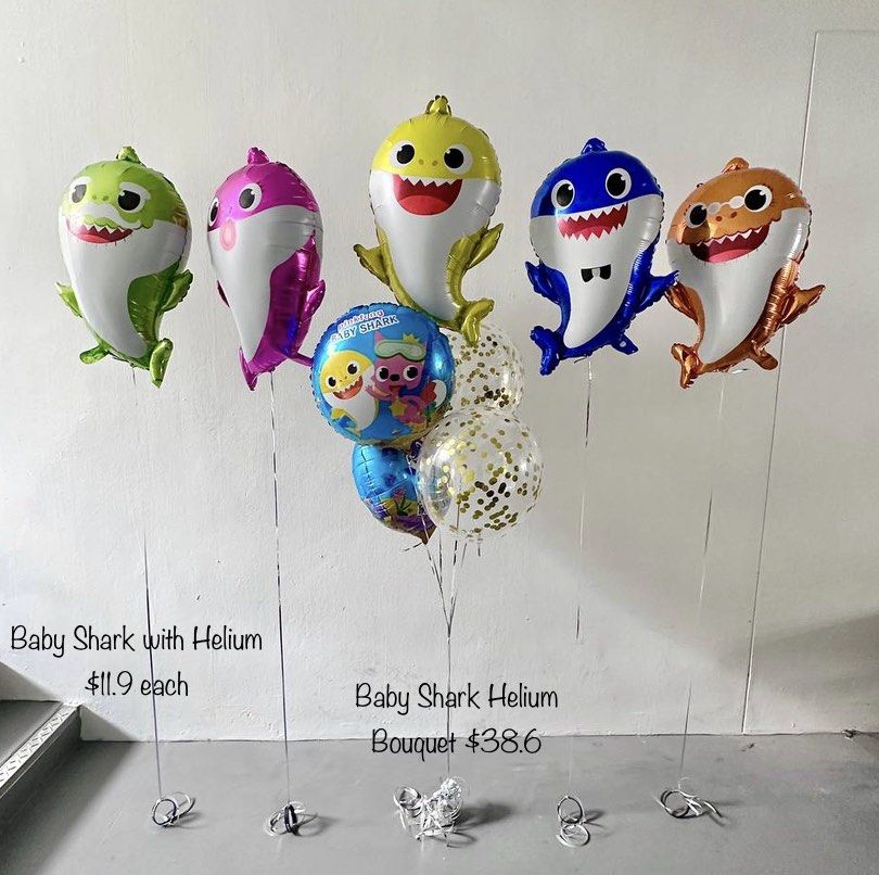 Helium> Baby Shark Family Helium Bouquet, Hobbies & Toys, Stationery &  Craft, Occasions & Party Supplies on Carousell