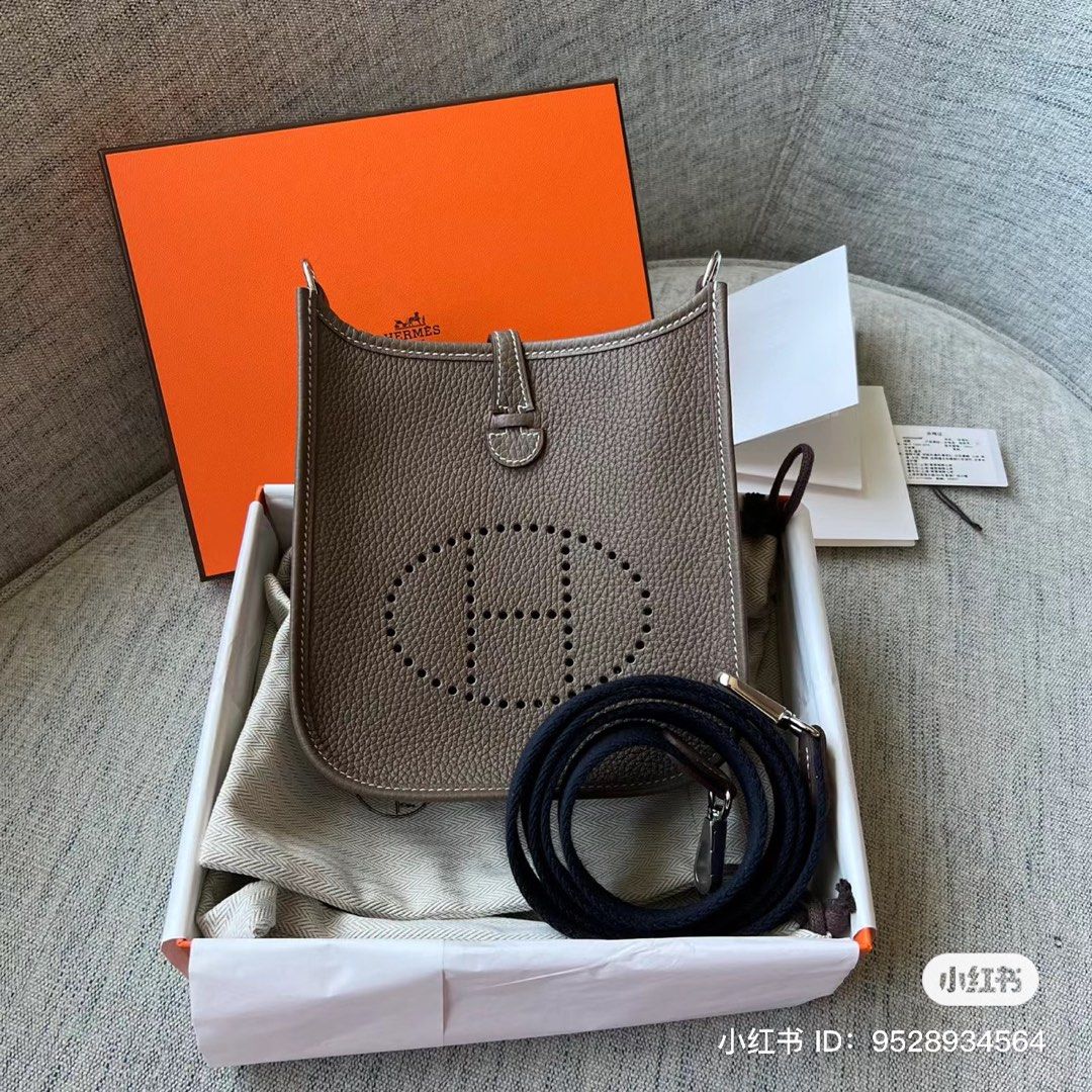 Hermes mini evelyne 16 etoupe color, Luxury, Bags & Wallets on Carousell