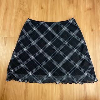 H&M Black Plaid Mesh Mini Skirt Y2k