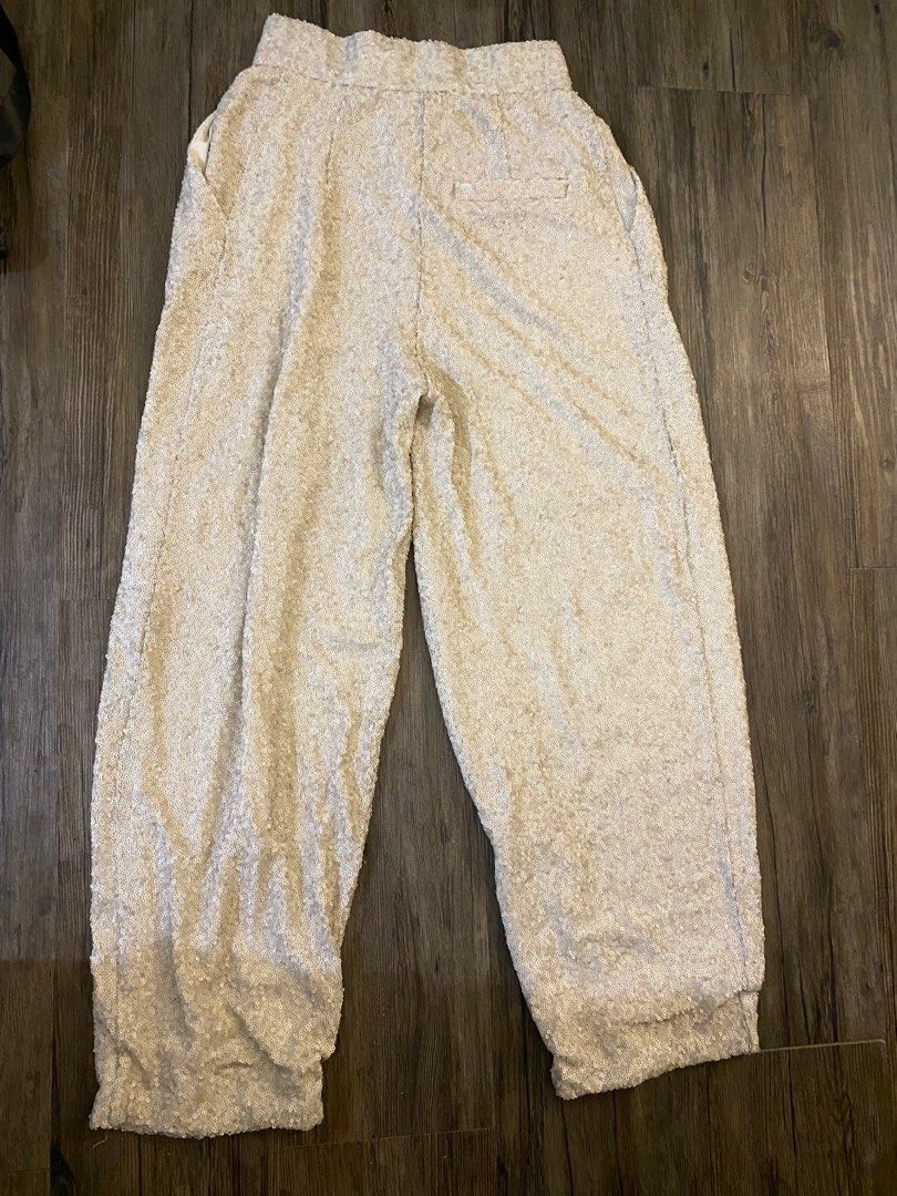 H M Grey Sequin Trousers Women s Fashion Bottoms Other Bottoms