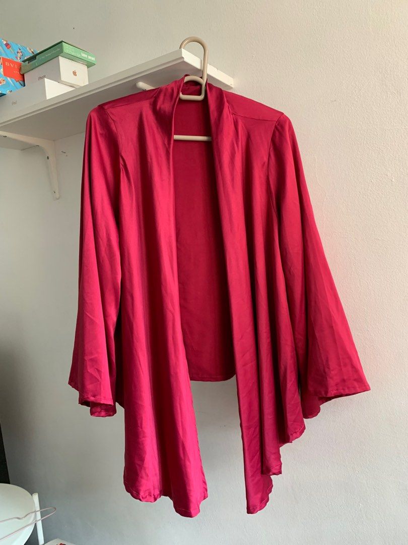 Pink satin cardigan sale