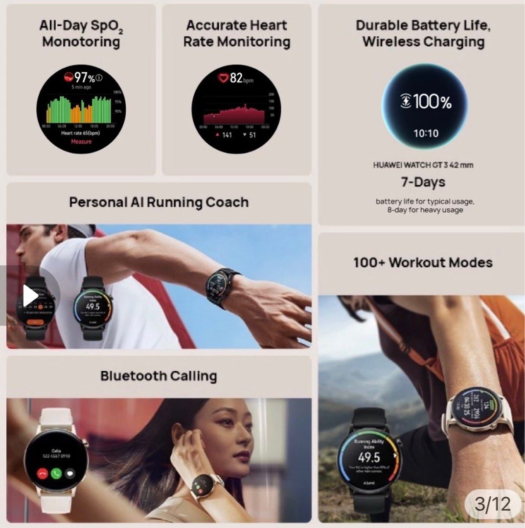 Huawei watch GT3 42mm, Mobile Phones & Gadgets, Wearables & Smart ...