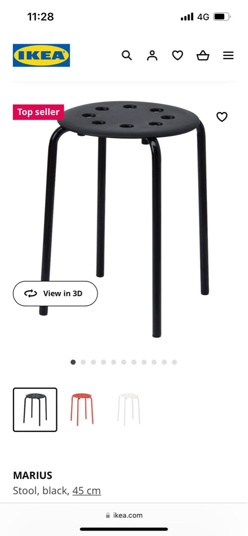 Ikea Marius Stool Black Furniture Home Living Furniture Chairs on Carousell