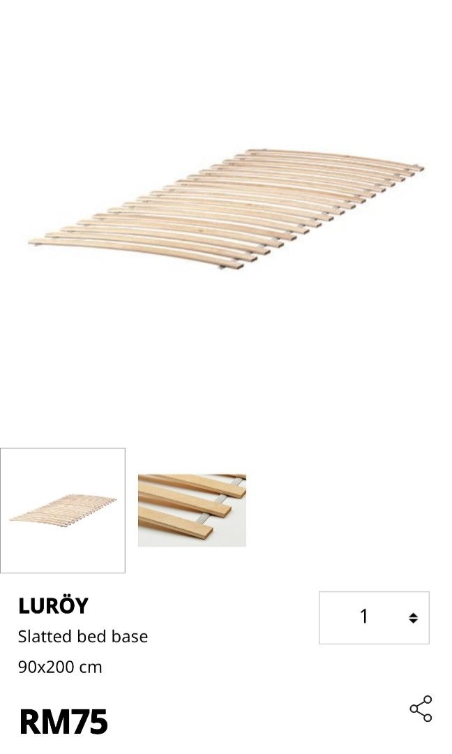 Ikea slat for single bed 90cm x 200cm, Furniture & Home Living