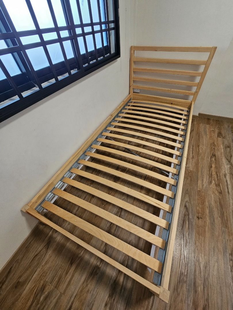 IKEA TARVA Bed Frame + LUROY Slat Bed for Sale!, Furniture & Home