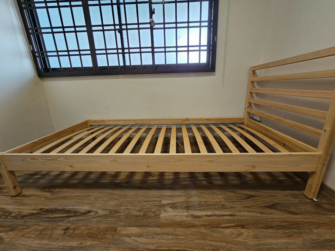 IKEA TARVA Bed Frame + LUROY Slat Bed for Sale!, Furniture & Home