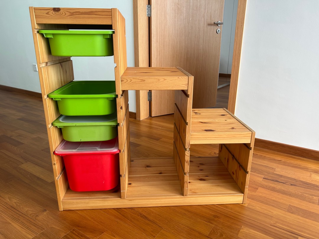 IKEA trofast steps shelf pine wooden shelving drawers, Babies & Kids