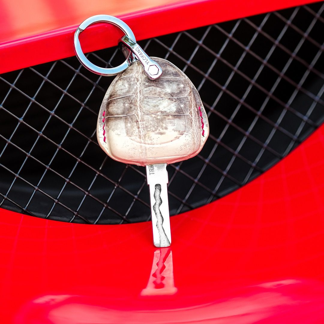 Custom Car Key Covers for Ferrari 458 in Natural Himalayan Crocodile Leather, Car Accessories